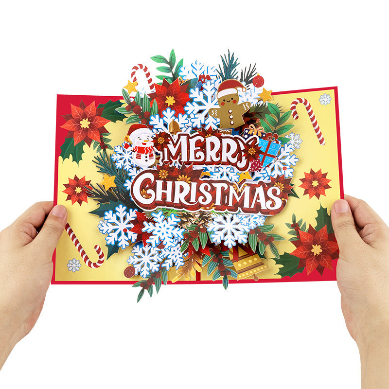 3D Snowflake Floral Christmas Card – Handmade Pop Up Greeting - ALL GIFTS FACTORY