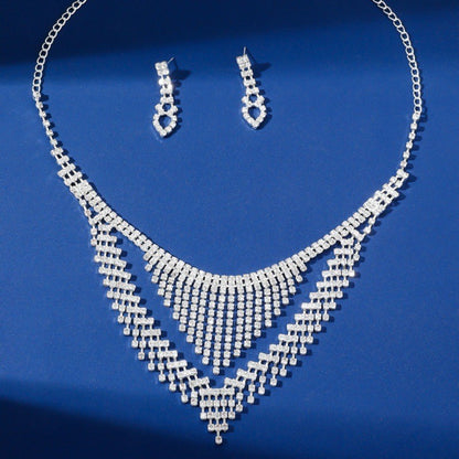 Rhinestone Necklace and Earring Jewelry Set