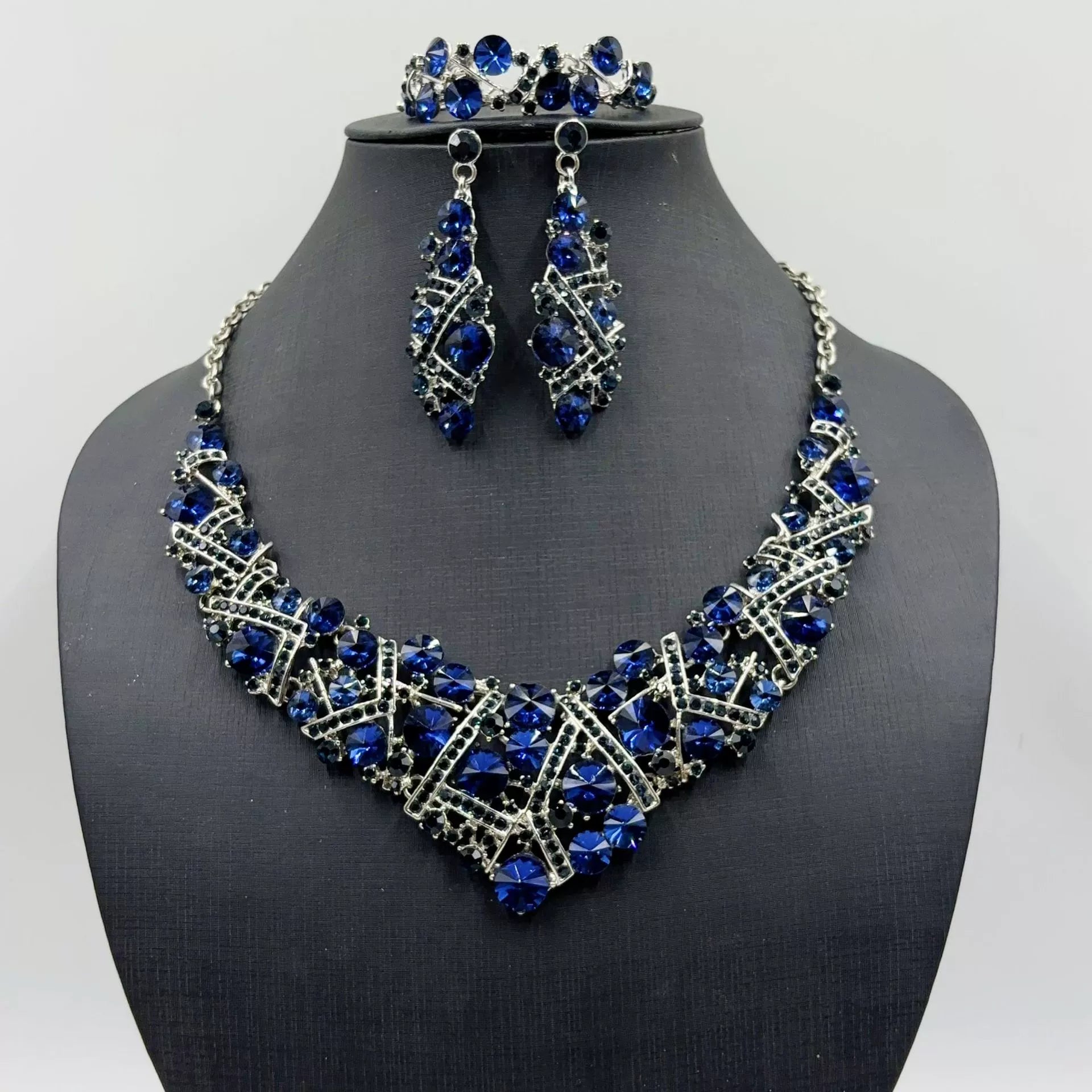 Diamond Necklace and Earrings Set – Iridescent Rhinestone Jewelry - ALL GIFTS FACTORY
