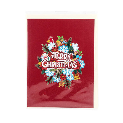3D Snowflake Floral Christmas Card – Handmade Pop Up Greeting - ALL GIFTS FACTORY