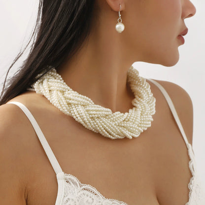 Elegant Twist Imitation Pearl Necklace for Women – Handmade Braided Pearl Chain, Vintage Chic Jewelry Gift - ALL GIFTS FACTORY