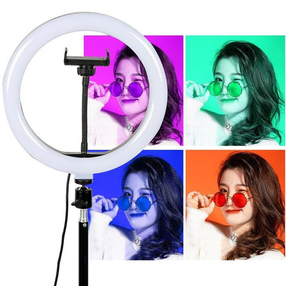 10" RGB LED Ring Light Selfie Photographic Lighting Colorful Ring Lamp Dimmable with Control Stand for TikTok Youtube Vlog Live - ALL GIFTS FACTORY
