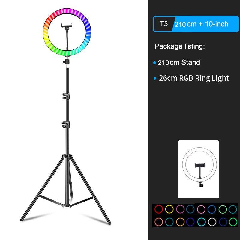 10" RGB LED Ring Light Selfie Photographic Lighting Colorful Ring Lamp Dimmable with Control Stand for TikTok Youtube Vlog Live - ALL GIFTS FACTORY