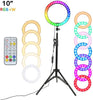 10" RGB LED Ring Light Selfie Photographic Lighting Colorful Ring Lamp Dimmable with Control Stand for TikTok Youtube Vlog Live