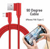 10ft 90 Degree Nylon Braided fast Charging USB Data Charger for iPhone iPad Android V8 Type C - ALL GIFTS FACTORY