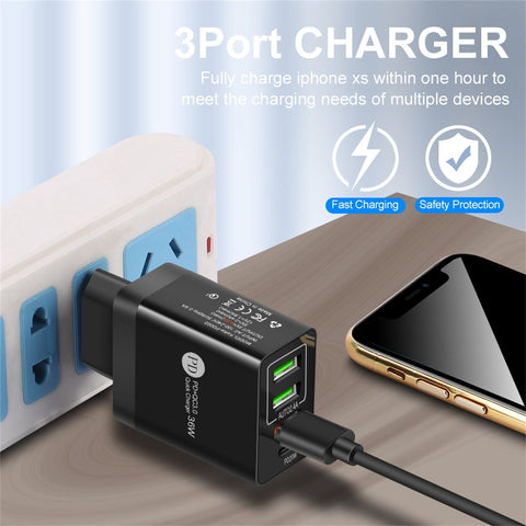 Image of 2021 Hot-selling Multi-socket Fast Charging Usb Charger Quick Charger Hub Wall Power Adapter Fast Charger For Iphone 12#p30