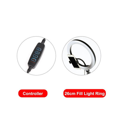 Image of 26cm LED Ring Light 10 Inch Dimmable Selfie Lamp with Tripod Photography Camera Phone Light for Makeup Video Live