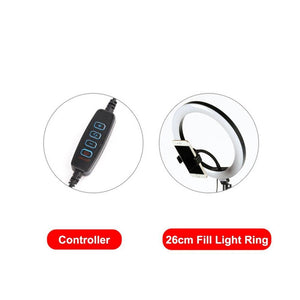 26cm LED Ring Light 10 Inch Dimmable Selfie Lamp with Tripod Photography Camera Phone Light for Makeup Video Live