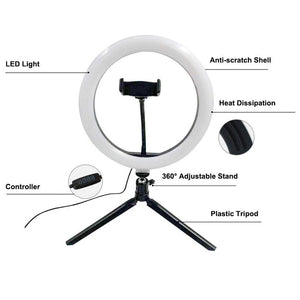 26cm LED Ring Light 10 Inch Dimmable Selfie Lamp with Tripod Photography Camera Phone Light for Makeup Video Live