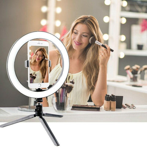 Image of 26cm LED Ring Light 10 Inch Dimmable Selfie Lamp with Tripod Photography Camera Phone Light for Makeup Video Live