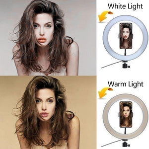 26cm Ring light with Stand Photography Youtube OEBLD LED Selfie Three-speed Cold Warm Lighting Dimmable LED Ring Light