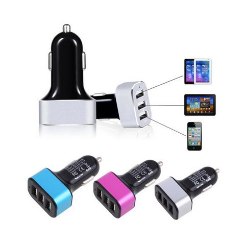 Image of 3.1A 3 USB port car charger with Metal Edge - ALL GIFTS FACTORY