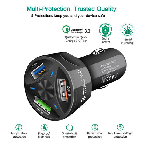 Image of 35W 7A QC3.0 3 USB ports Fast Car Charger - ALL GIFTS FACTORY