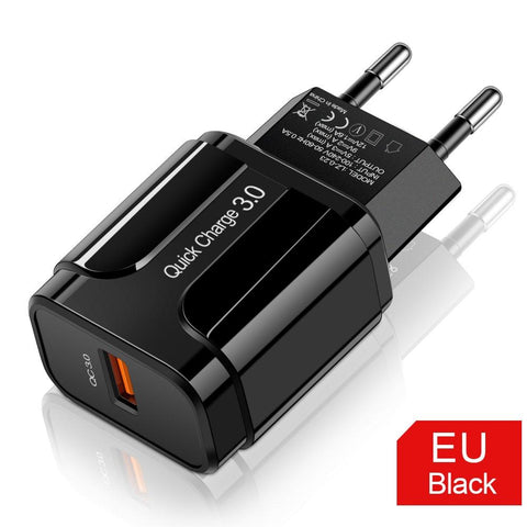 Image of 3A Quick Charge 3.0 USB Charger For iPhone 11 Pro 8 EU Wall Mobile Phone Charger Adapter QC3.0 Fast Charging For Samsung Xiaomi