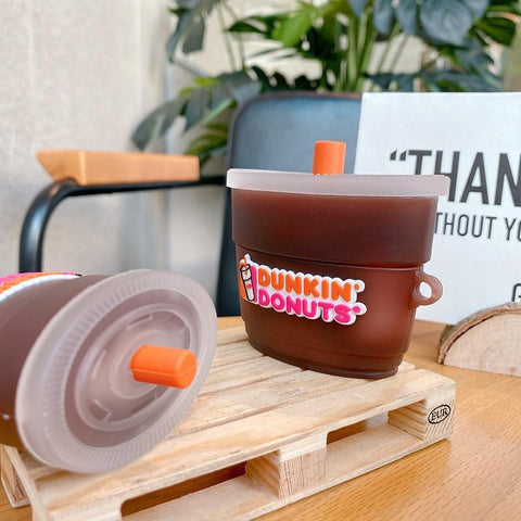 Image of 3D Brand Dunkin Donuts coffee Drink Case For AirPods 1 2 pro