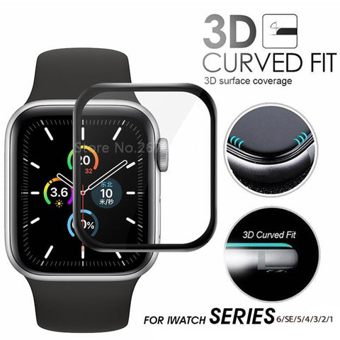 Image of 3D Full Cover Nano Tempered Glass For Apple Watch Series 6 se 5 40mm 44mm Screen Protector coated Glass iwatch 4 3 2 38mm 40mm