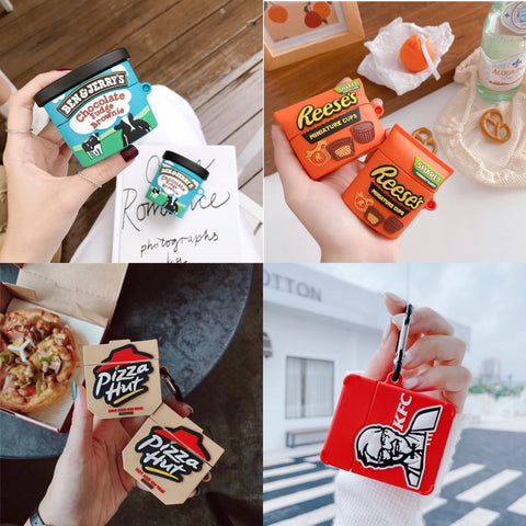 Image of 2021 latest designs 3D US Food pizza hut Cartoon Headphone Earphone silicone soft case - ALL GIFTS FACTORY