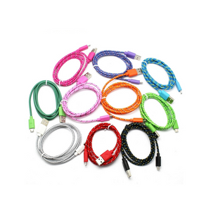 3ft Nylon Braided USB charging cable for iPhone Android V8 Micro Type C - ALL GIFTS FACTORY