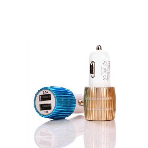 Image of 5V 2.1A Alloy Ring Dual USB Port Car Charger with Metallic Design - ALL GIFTS FACTORY