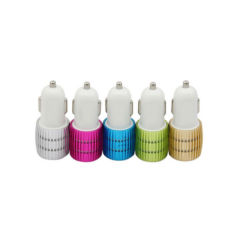 Image of 5V 2.1A Alloy Ring Dual USB Port Car Charger with Metallic Design - ALL GIFTS FACTORY