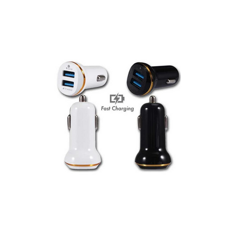 Image of High quality 5V 2A Dual USB Port Car Charger with Gold Ring - ALL GIFTS FACTORY