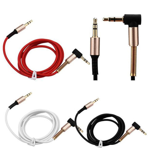 Image of 90 degree right angle aux cable 3.5 mm male to male audio cord