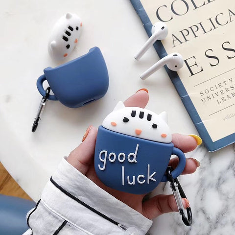 Image of Cartoon Coffe Cat Earphone Case For Airpods - ALL GIFTS FACTORY