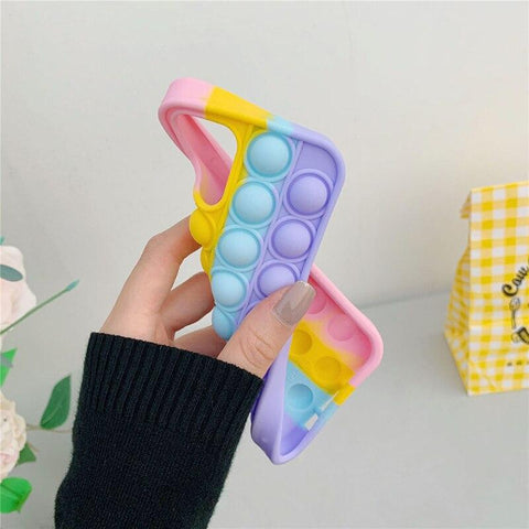 Image of Cartoon Silicone Pop It Case For iPhone Popit Case Relive Stress Toys Push Bubble Back Cover