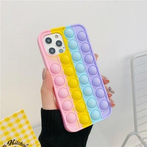 Cartoon Silicone Pop It Case For iPhone Popit Case Relive Stress Toys Push Bubble Back Cover