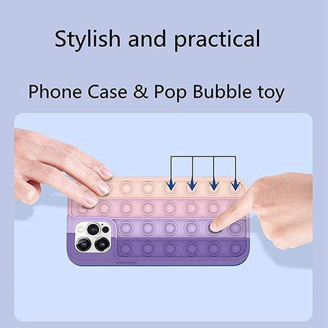 Image of Cartoon Silicone Pop It Case For iPhone Popit Case Relive Stress Toys Push Bubble Back Cover