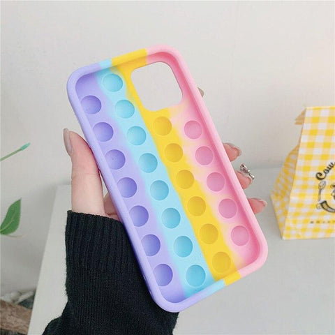 Image of Cartoon Silicone Pop It Case For iPhone Popit Case Relive Stress Toys Push Bubble Back Cover