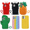 Cartoon Silicone Pop It Case For iPhone Popit Case Relive Stress Toys Push Bubble Back Cover