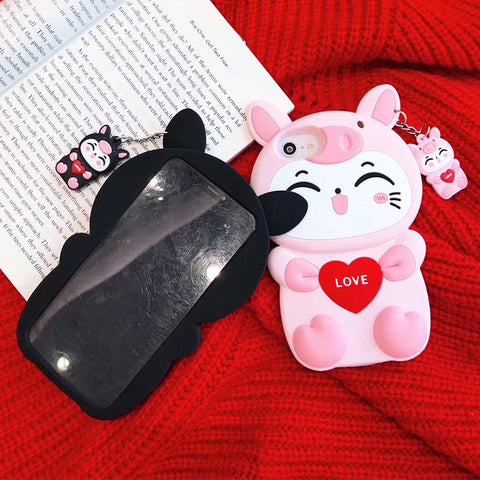 Image of Cartoon love lucky cat silicone cover for iPhone - ALL GIFTS FACTORY