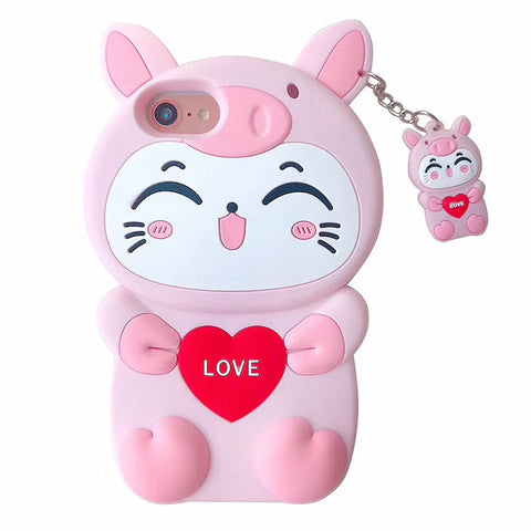 Image of Cartoon love lucky cat silicone cover for iPhone - ALL GIFTS FACTORY