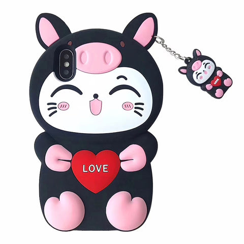 Image of Cartoon love lucky cat silicone cover for iPhone - ALL GIFTS FACTORY