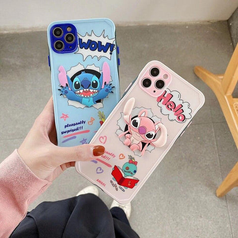 Image of Disney Cartoon Lilo and Stitch IPhone 11 Case Cover soft TPU 3D Printing Figure Toys for Girls Boys - ALL GIFTS FACTORY