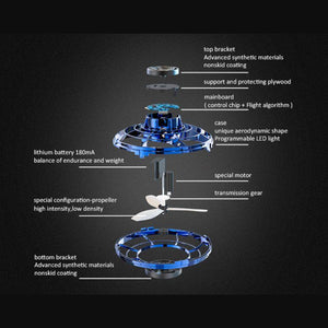 Flynova Mini Drone LED UFO type Flying Helicopter spinner  Fingertip Upgrade Flight Gyro Drone Aircraft Toy Adult Kids Gift