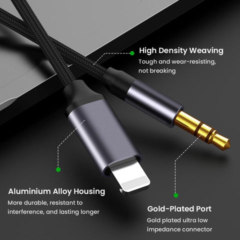 Image of For iPhone 3.5mm Jack Aux Cable Car Speaker Headphone Adapter for iPhone 11 Pro XS XR X 12 Audio Splitter Cable for iOS 14 Above - ALL GIFTS FACTORY