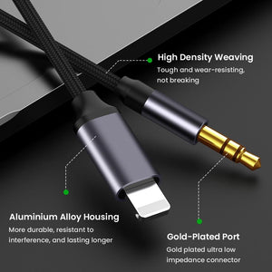 For iPhone 3.5mm Jack Aux Cable Car Speaker Headphone Adapter for iPhone 11 Pro XS XR X 12 Audio Splitter Cable for iOS 14 Above - ALL GIFTS FACTORY