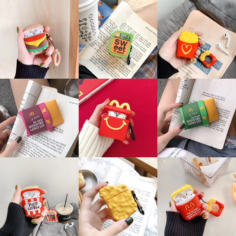 Image of French fries Hamburg Chicken nuggets Apple pie Family bucket case for AirPods 1 2 - ALL GIFTS FACTORY