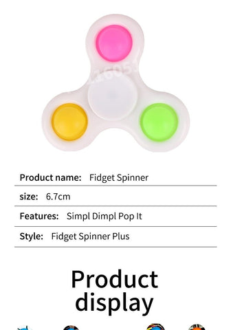 Image of Colorful pop it finger fidget toys push popit anti stress simpl dimpl fidget spinner