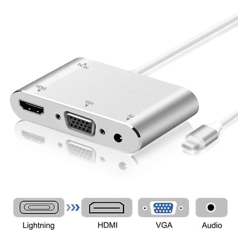 Image of HDMI VGA to lightning adapter for Apple to Audio AV Multiple Digital Adapter Connector for iPhone X 8 for ipad ios 13 - ALL GIFTS FACTORY