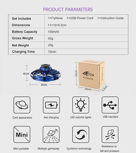 Flynova Mini Drone LED UFO type Flying Helicopter spinner  Fingertip Upgrade Flight Gyro Drone Aircraft Toy Adult Kids Gift