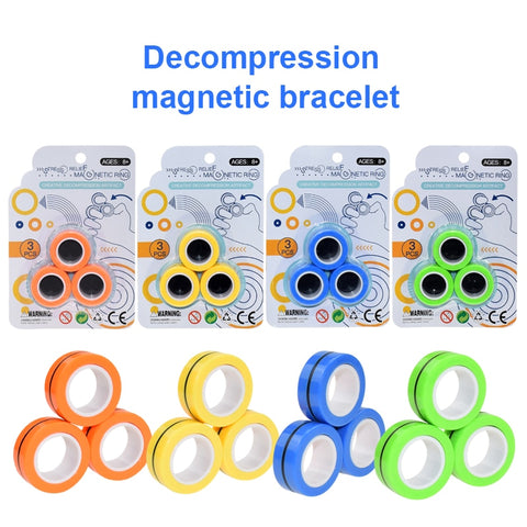 Image of Magnetic Rings Fun Spin Toy Relief Stress Finger Game Attention Training Finger Fidget Roller Adult Kids