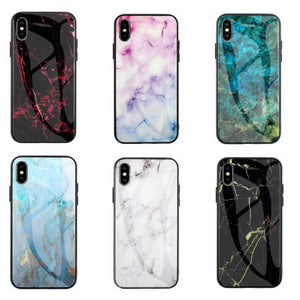 Marble Hard Tempered Glass phone case - ALL GIFTS FACTORY