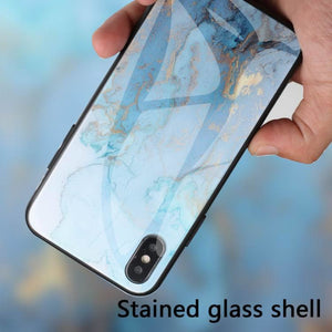 Marble Hard Tempered Glass phone case - ALL GIFTS FACTORY