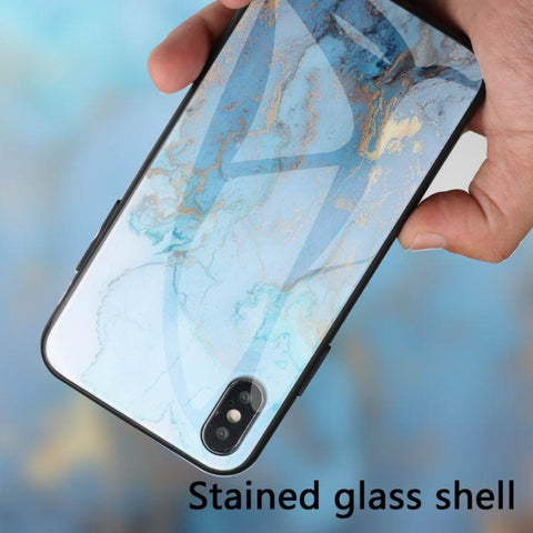 Image of Marble Hard Tempered Glass phone case - ALL GIFTS FACTORY