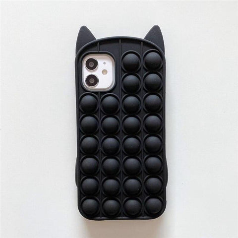 Image of Pop Fidget Toys Push It Bubble Silicone Beans Case For iPhone Cartoon Cat Kitty Cover