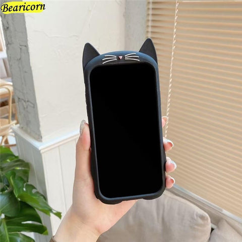 Image of Pop Fidget Toys Push It Bubble Silicone Beans Case For iPhone Cartoon Cat Kitty Cover