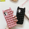 Pop Fidget Toys Push It Bubble Silicone Beans Case For iPhone Cartoon Cat Kitty Cover